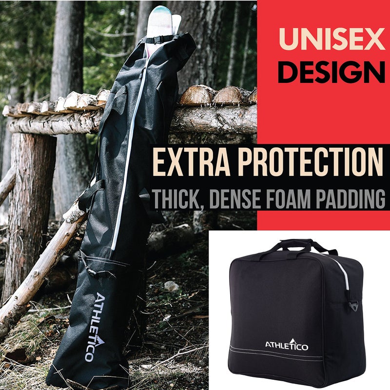 Athletico Padded Ski Bag Combo - Ski Bag & Separate Boot Bag - Store & Transport Skis Up to 200 CM and Boots Up To Size 13 - Padded to Protect All Your Ski Gear and Equipment for Travel (Black) - Image 3